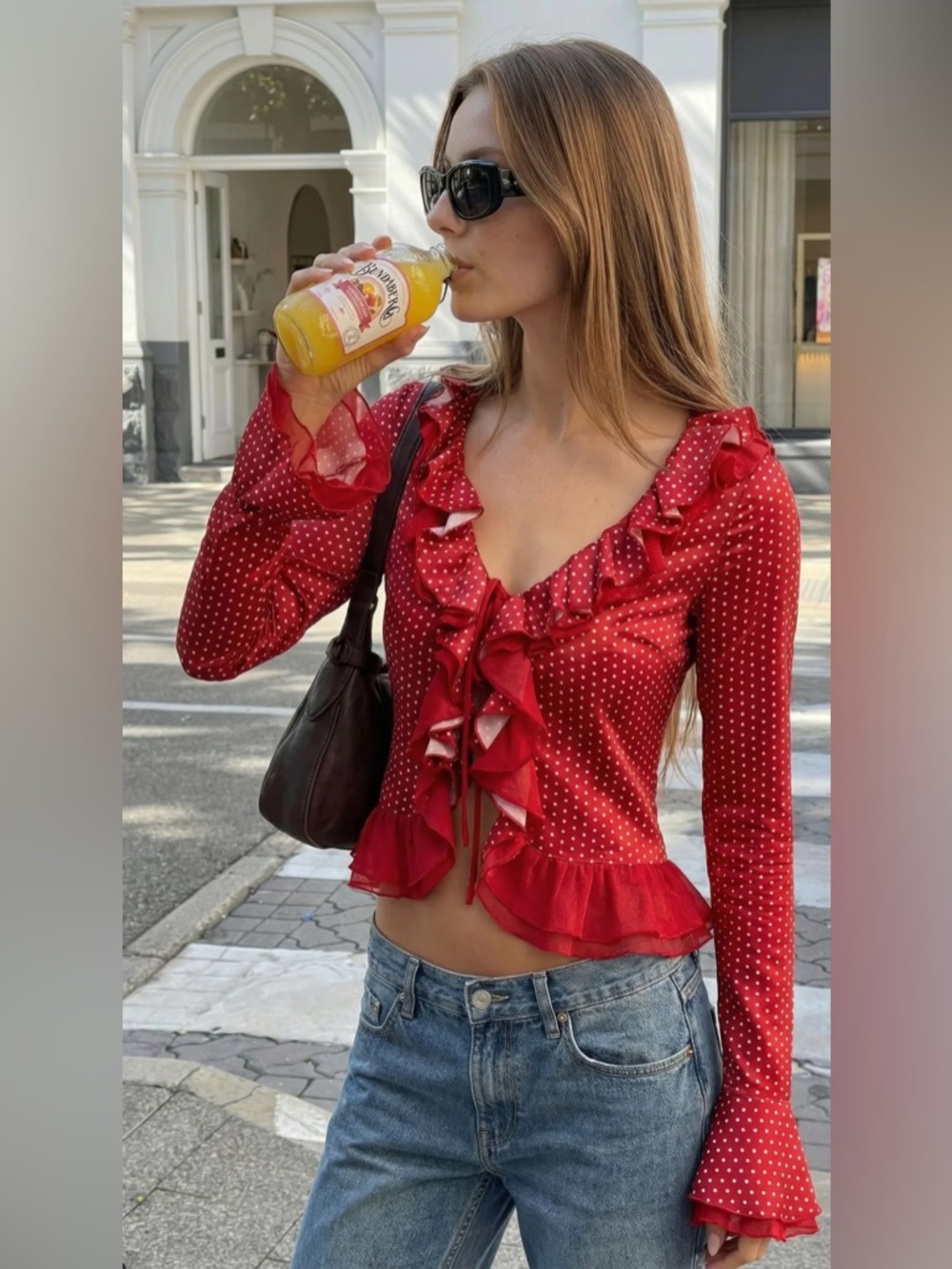 RED POCKA DOT BLOUSE (Season Sales❣️)